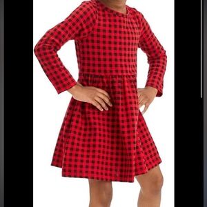 Cat & Jack Buffalo Plaid Girls dress red black Medium 7/8‎ holiday Christmas